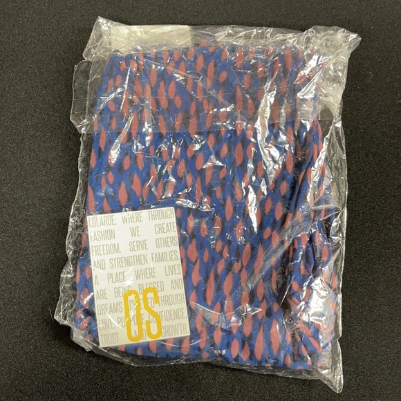 LuLaRoe New OS One Size Blue Geometric Leggings NWT - Picture 5 of 6